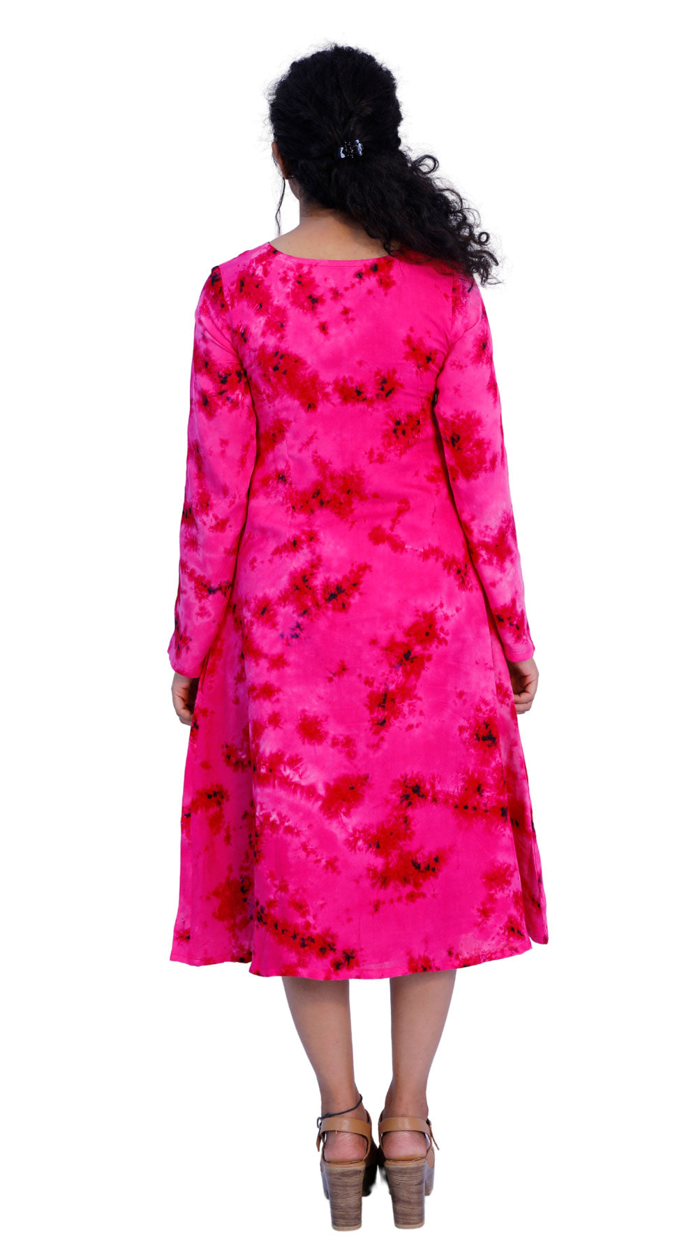 Rose Pink tie & dye A – Line Kurti | S3K339