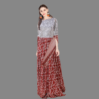 Maroon sequin embellished maxi dress | S3W163