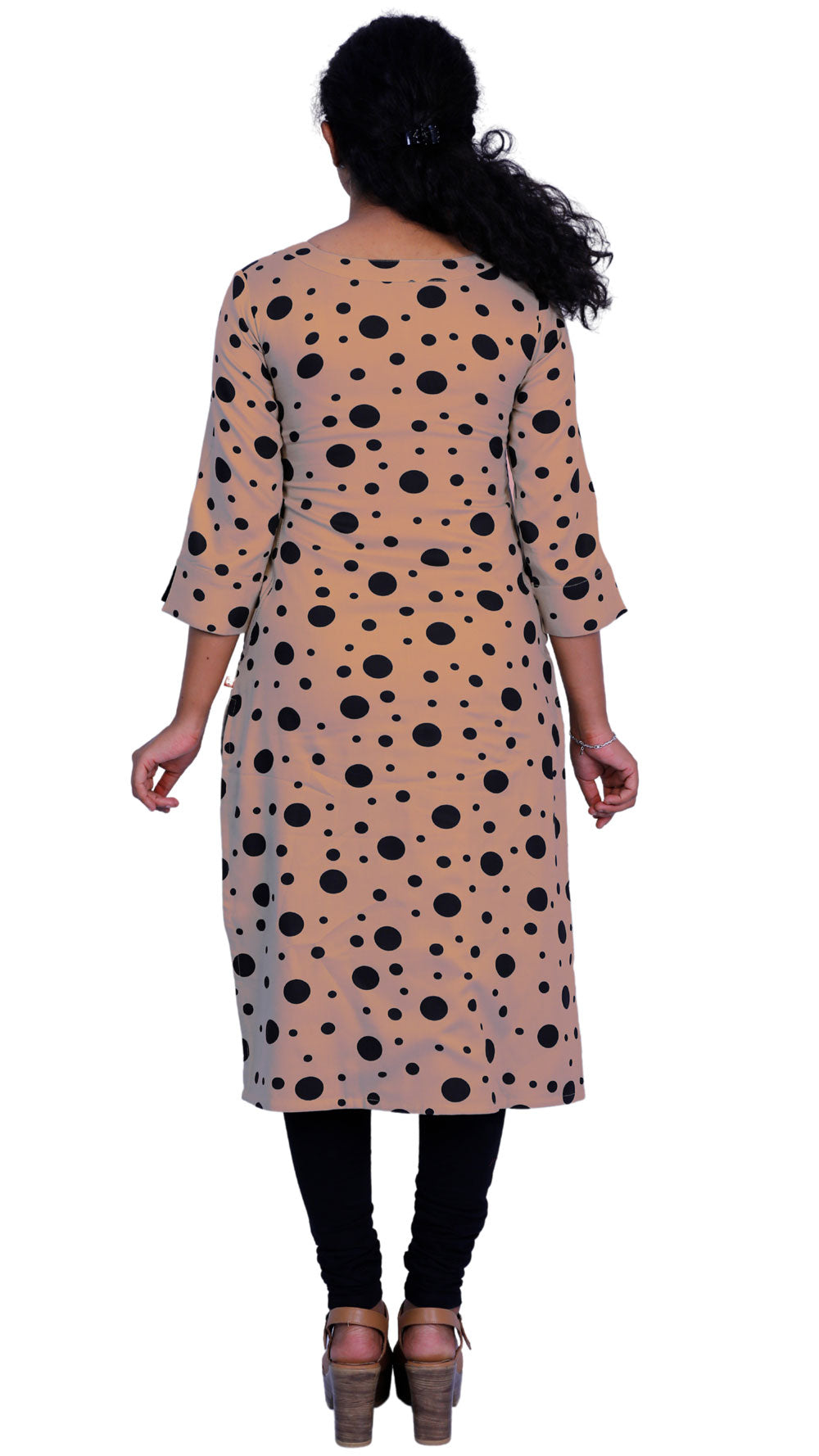 Women Polka Dot Brown Kurti | S3X100