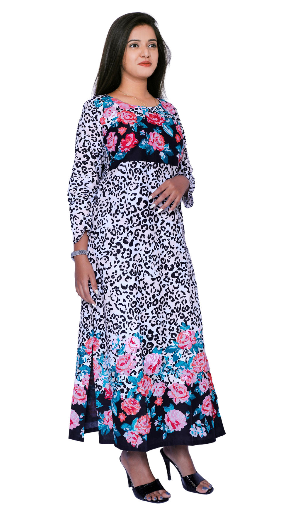 Women Black Floral Print Kurti | S3K545