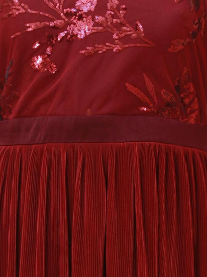 Women Maroon Embellished Maxi Dress | S3W166