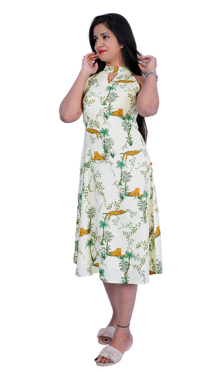 Tiger Print Turtle Neck One Piece Dress | S3X159