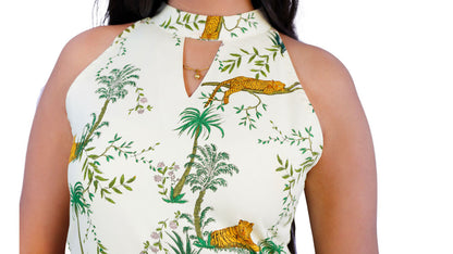 Tiger Print Turtle Neck One Piece Dress | S3X159
