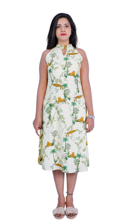 Tiger Print Turtle Neck One Piece Dress | S3X159