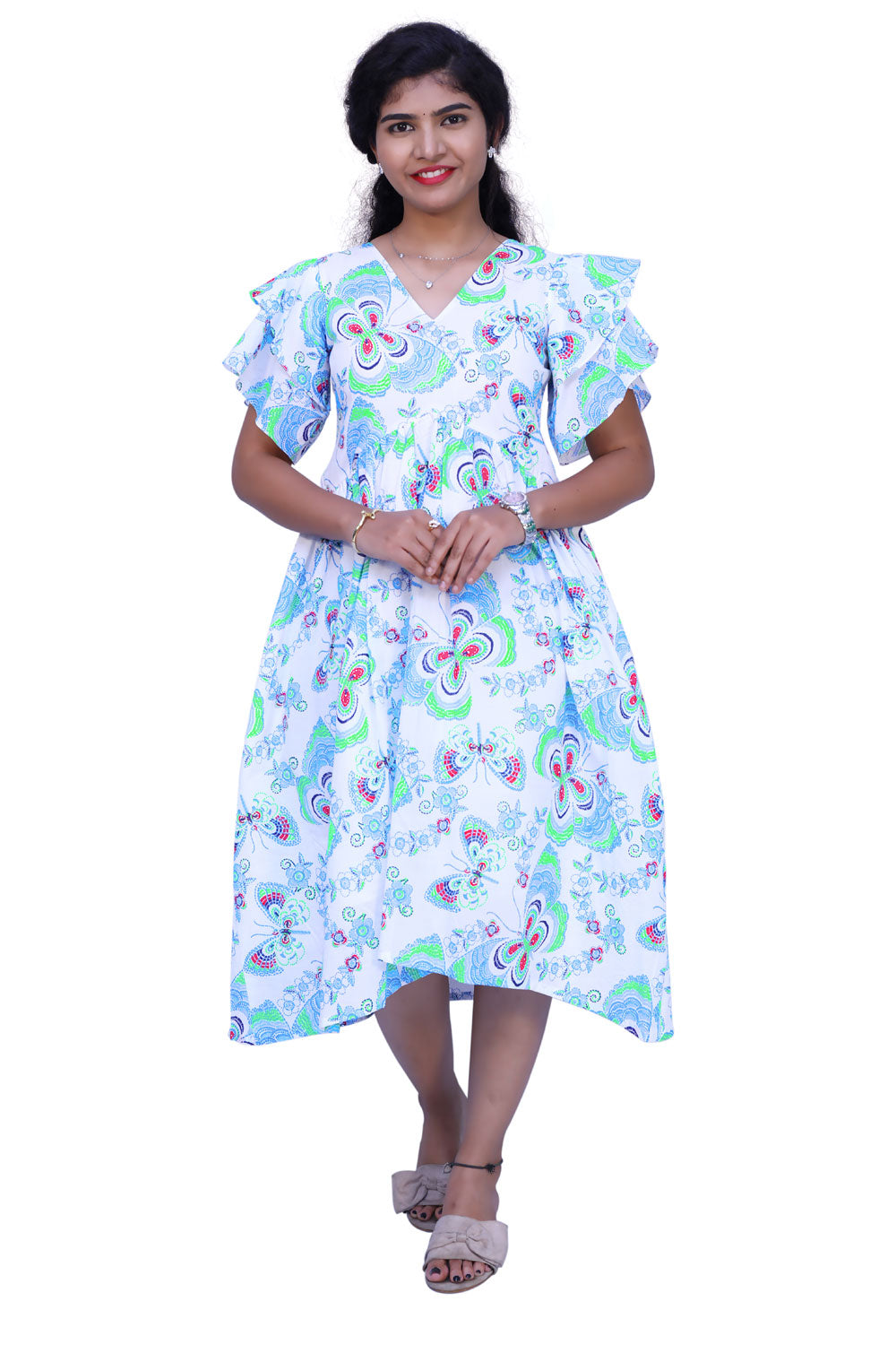 Women Fit and Flare White Dress