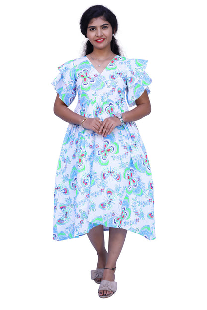 Women Fit and Flare White Dress