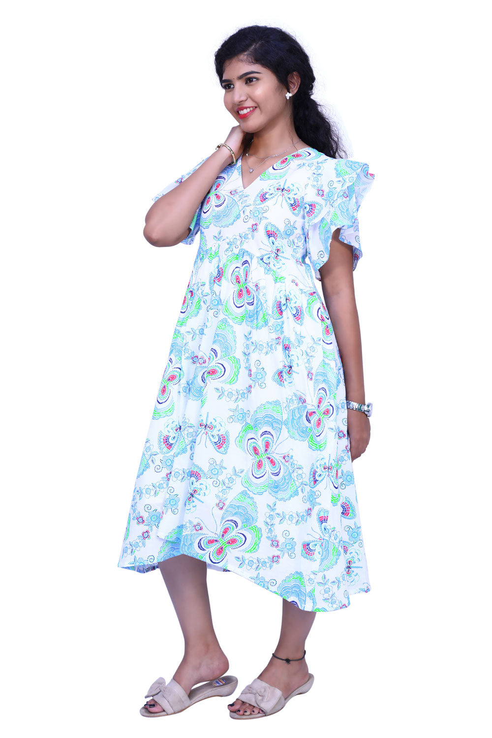 Women Fit and Flare White Dress