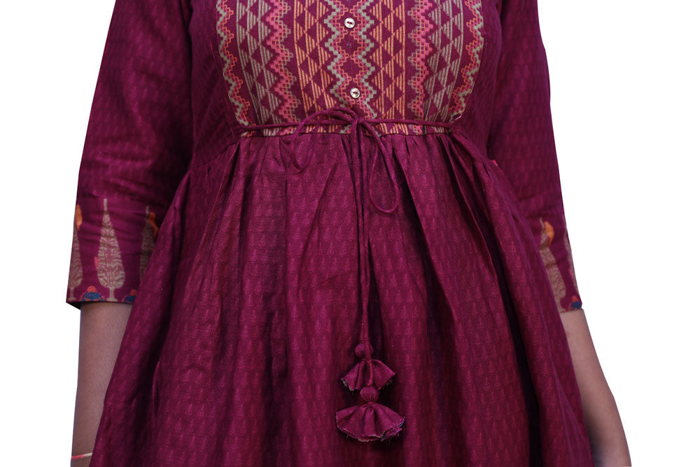 Maroon Clinched Maxi Gown