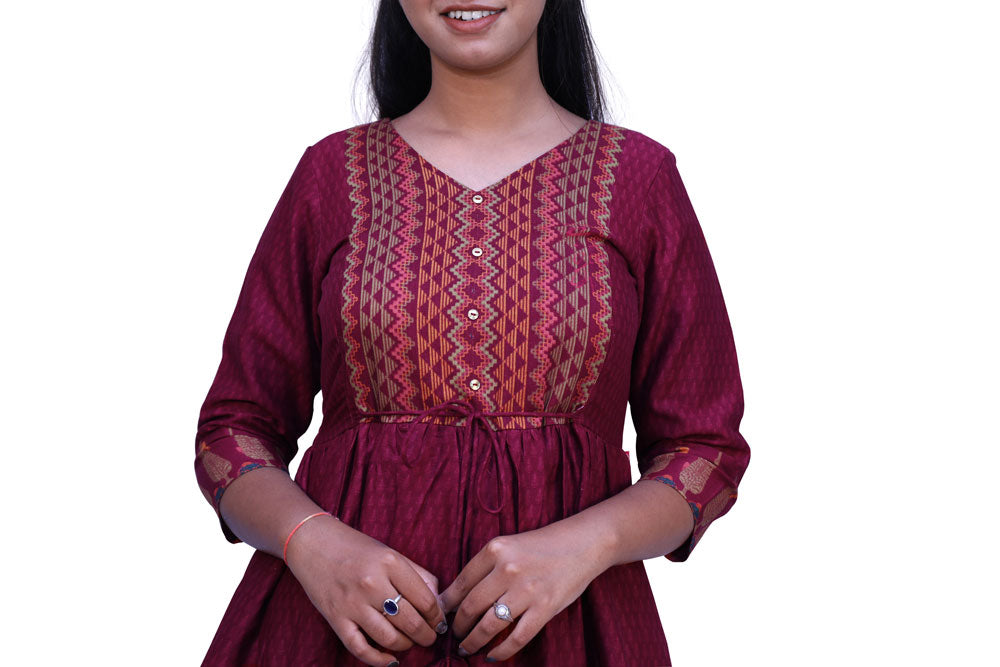 Maroon Clinched Maxi Gown
