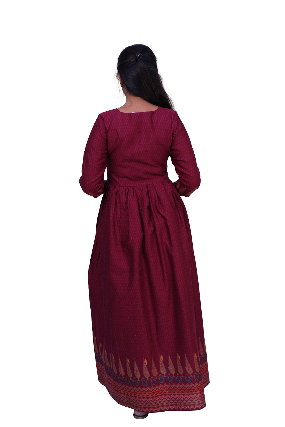 Maroon Clinched Maxi Gown