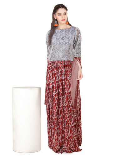 Maroon sequin embellished maxi dress | S3W163