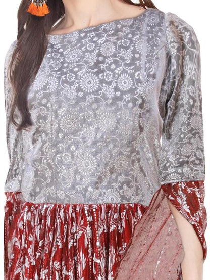 Maroon sequin embellished maxi dress | S3W163
