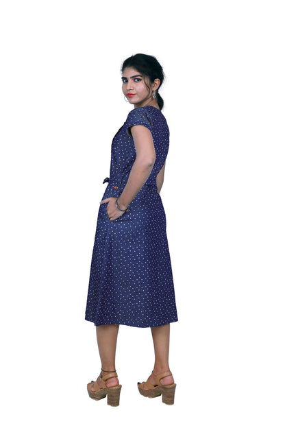 Women A-line Blue Dress | S3D429
