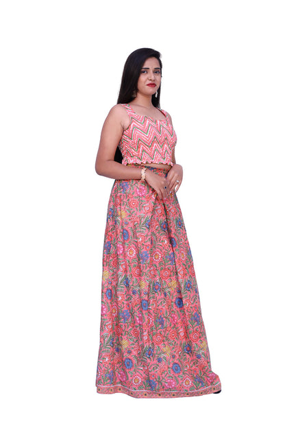 Women's crop Top with Skirt Set