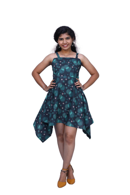 Women Asymmetric Blue Dress