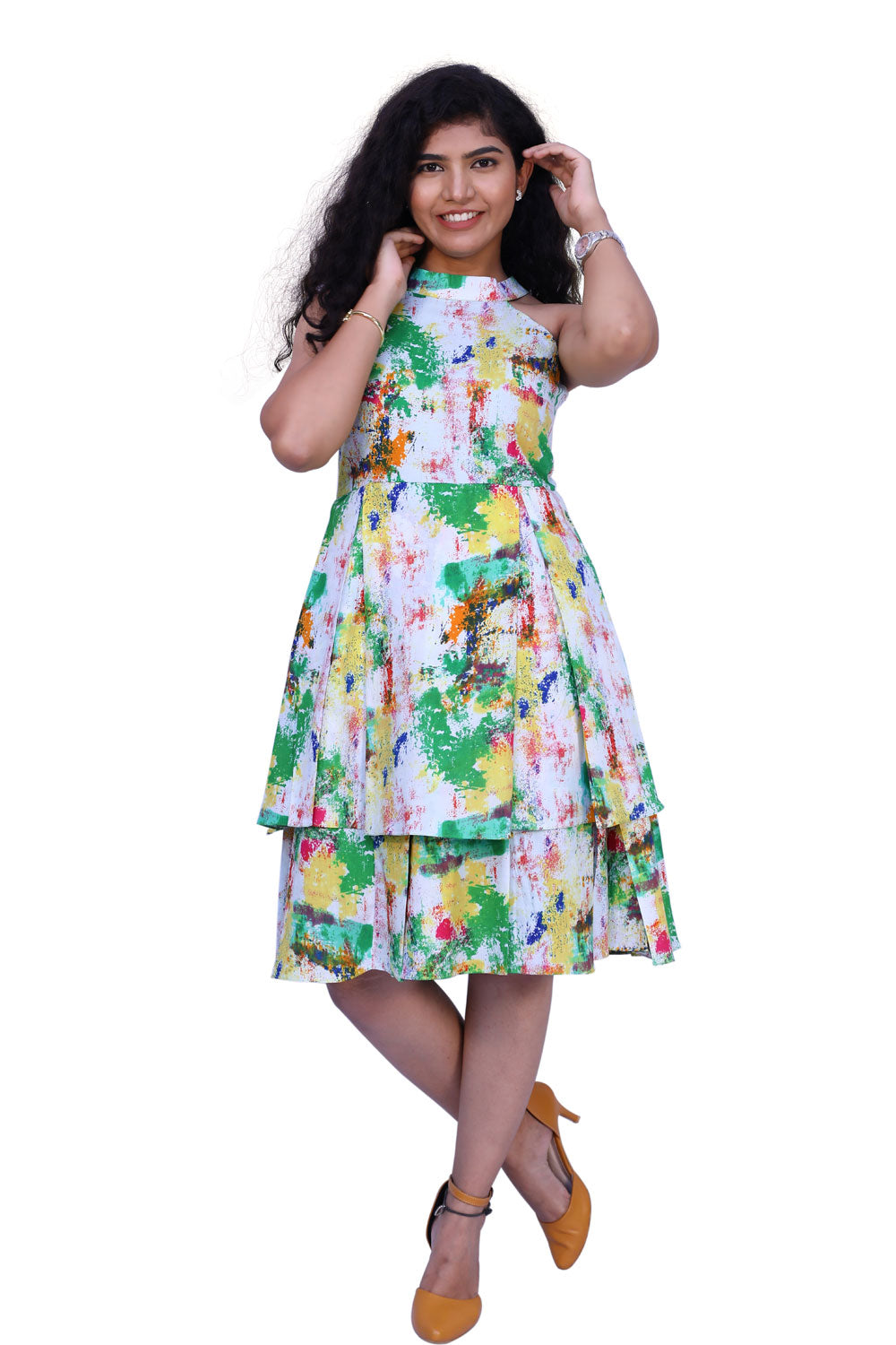 Women Fit and Flare Multicolor Dress | S3D742