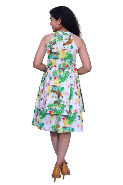 Women Fit and Flare Multicolor Dress | S3D742