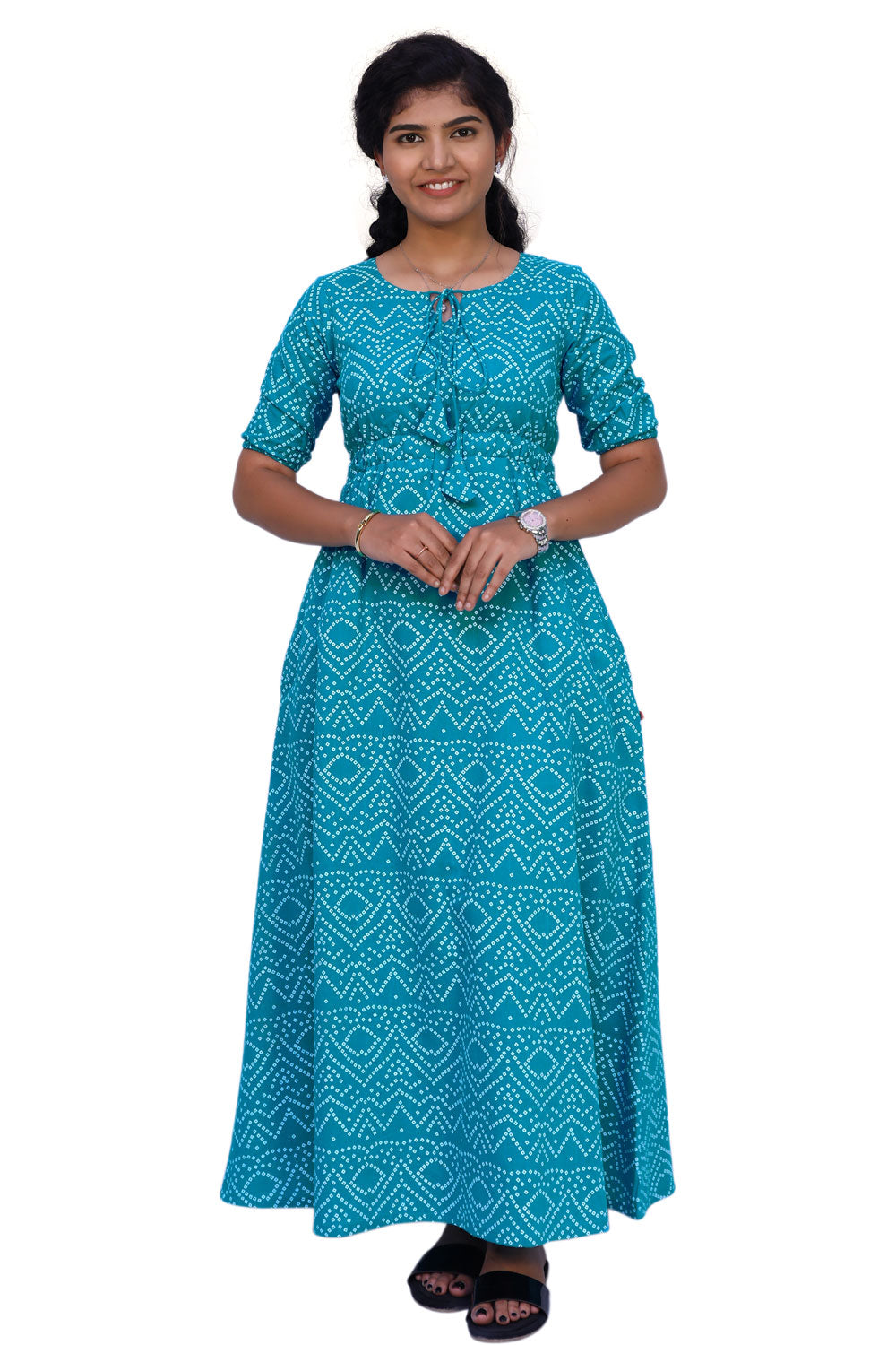 Blue Bandhni Print Gown