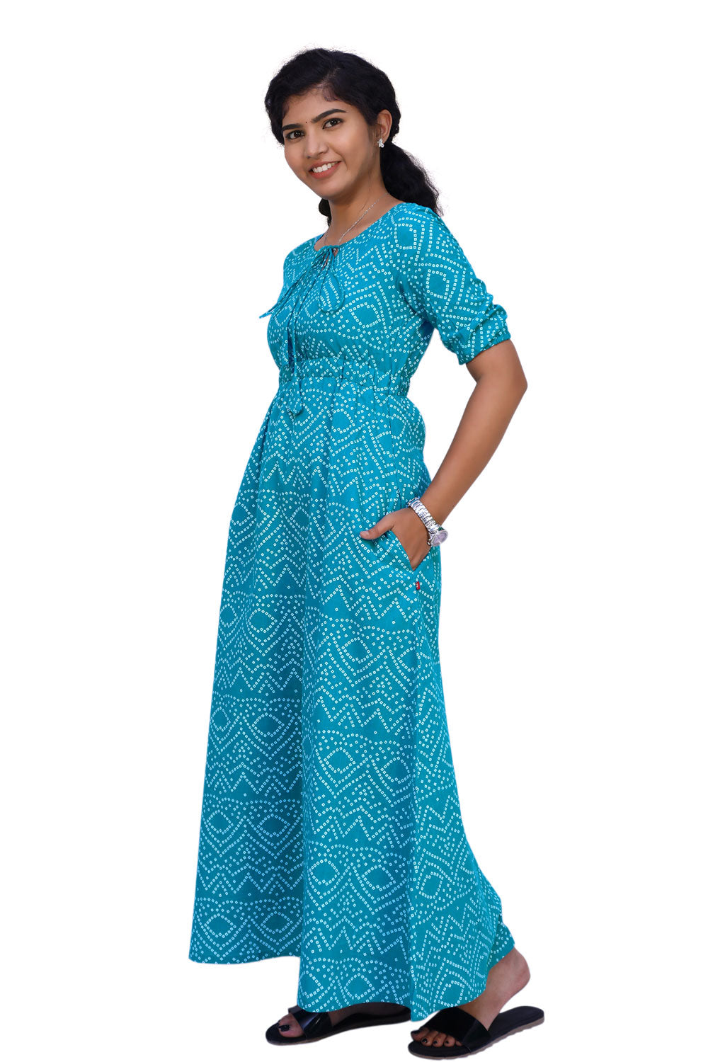 Blue Bandhni Print Gown
