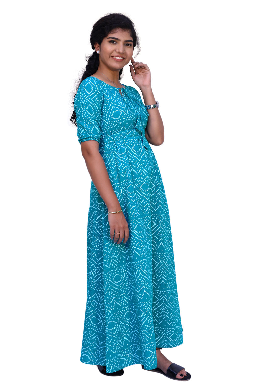 Blue Bandhni Print Gown