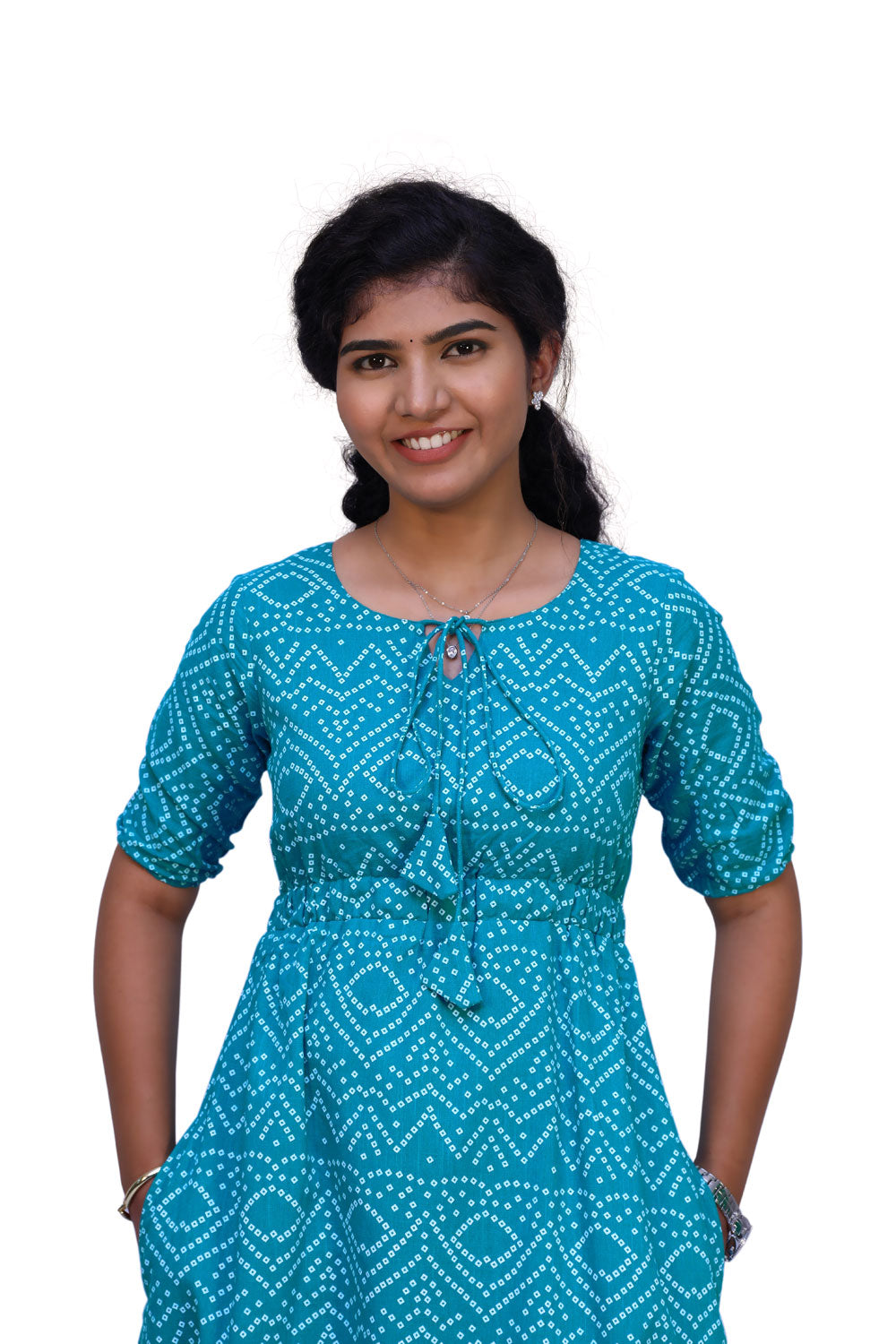 Blue Bandhni Print Gown