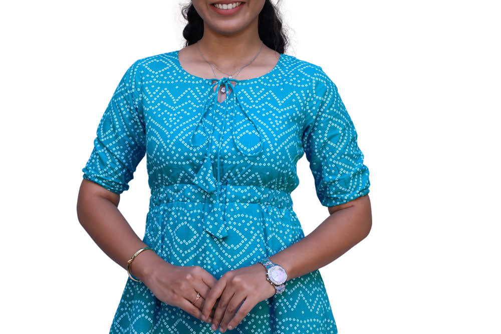 Blue Bandhni Print Gown