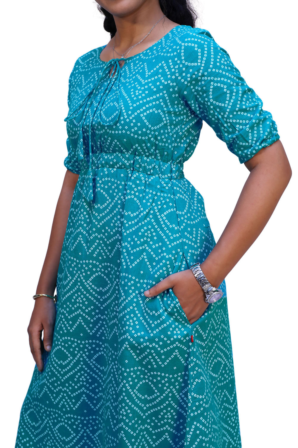 Blue Bandhni Print Gown