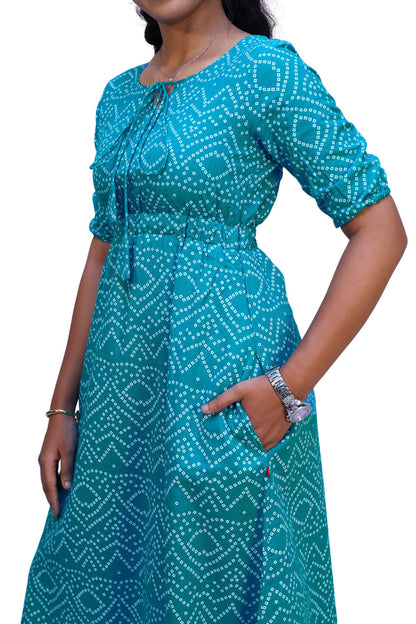 Blue Bandhni Print Gown