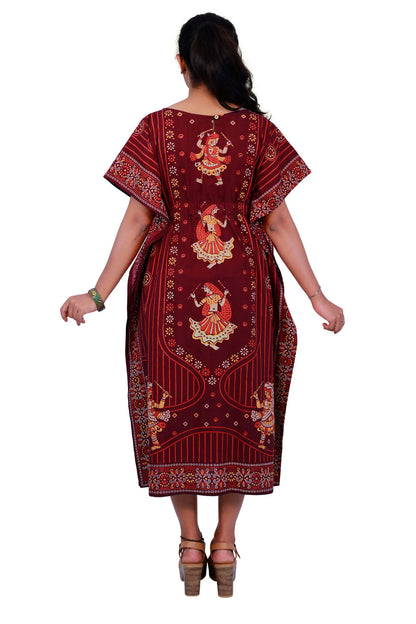 Maroon Knee Length Kaftan | S3QK492