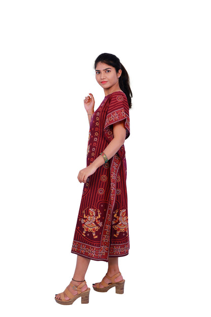Maroon Knee Length Kaftan | S3QK492