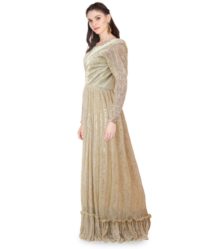 Lemon Gold sequin embellished maxi dress