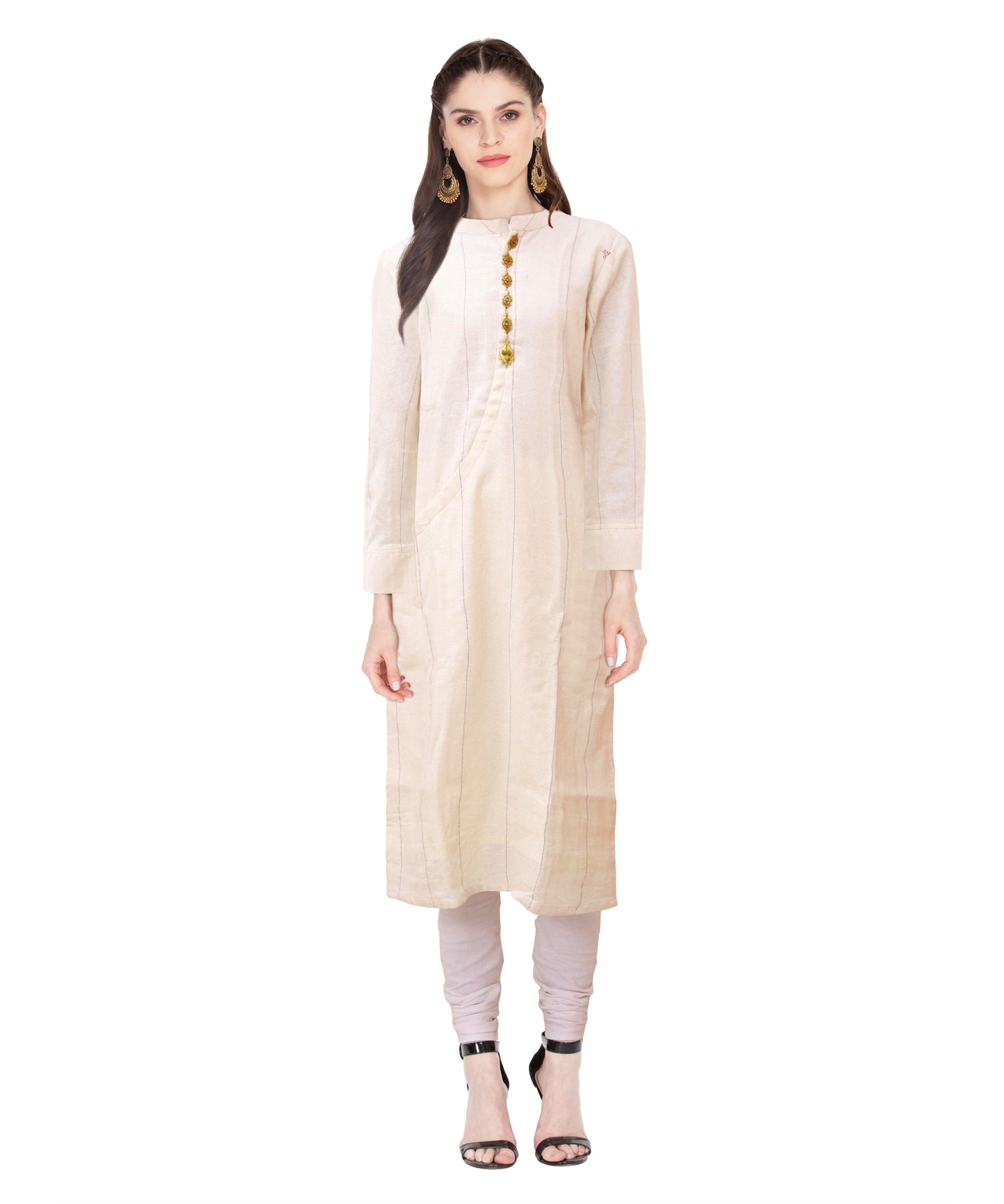 Half White Straight Muslin Kurta | S3K067