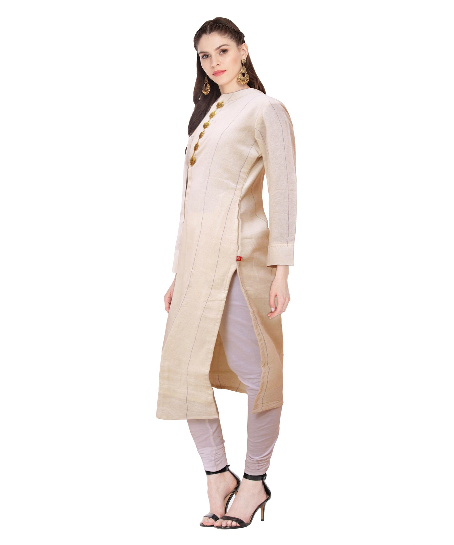 Half White Straight Muslin Kurta | S3K067