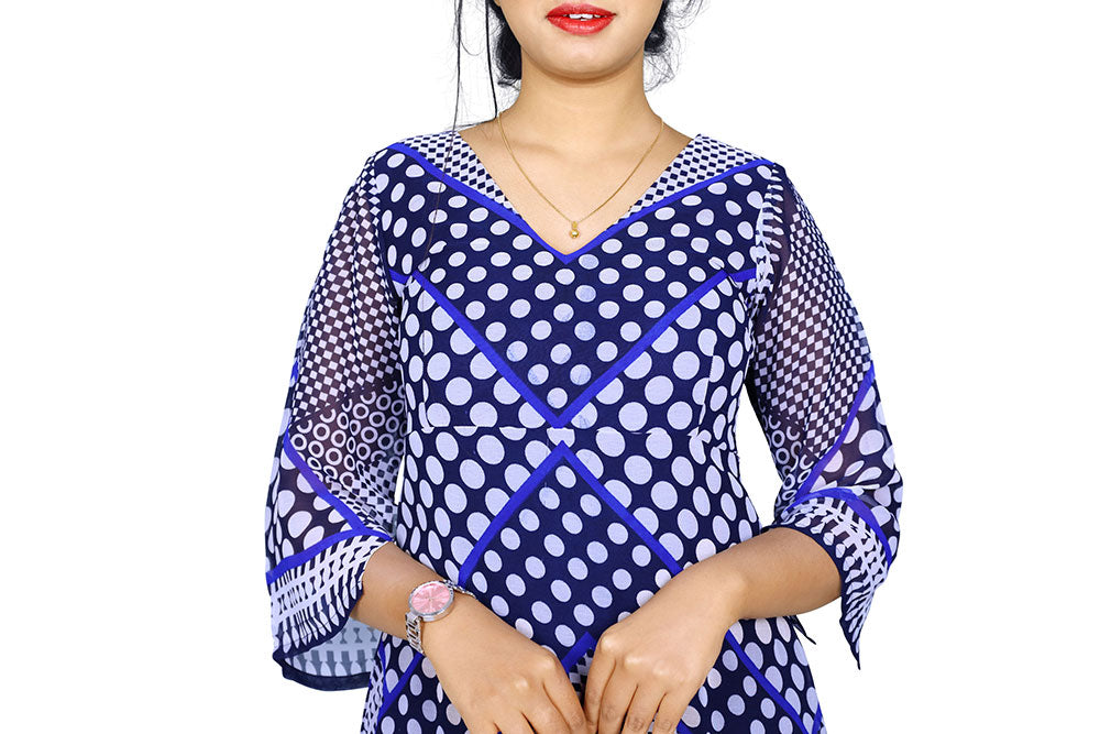 Blue Tie&Die Straight Fit Kurti | S3K833