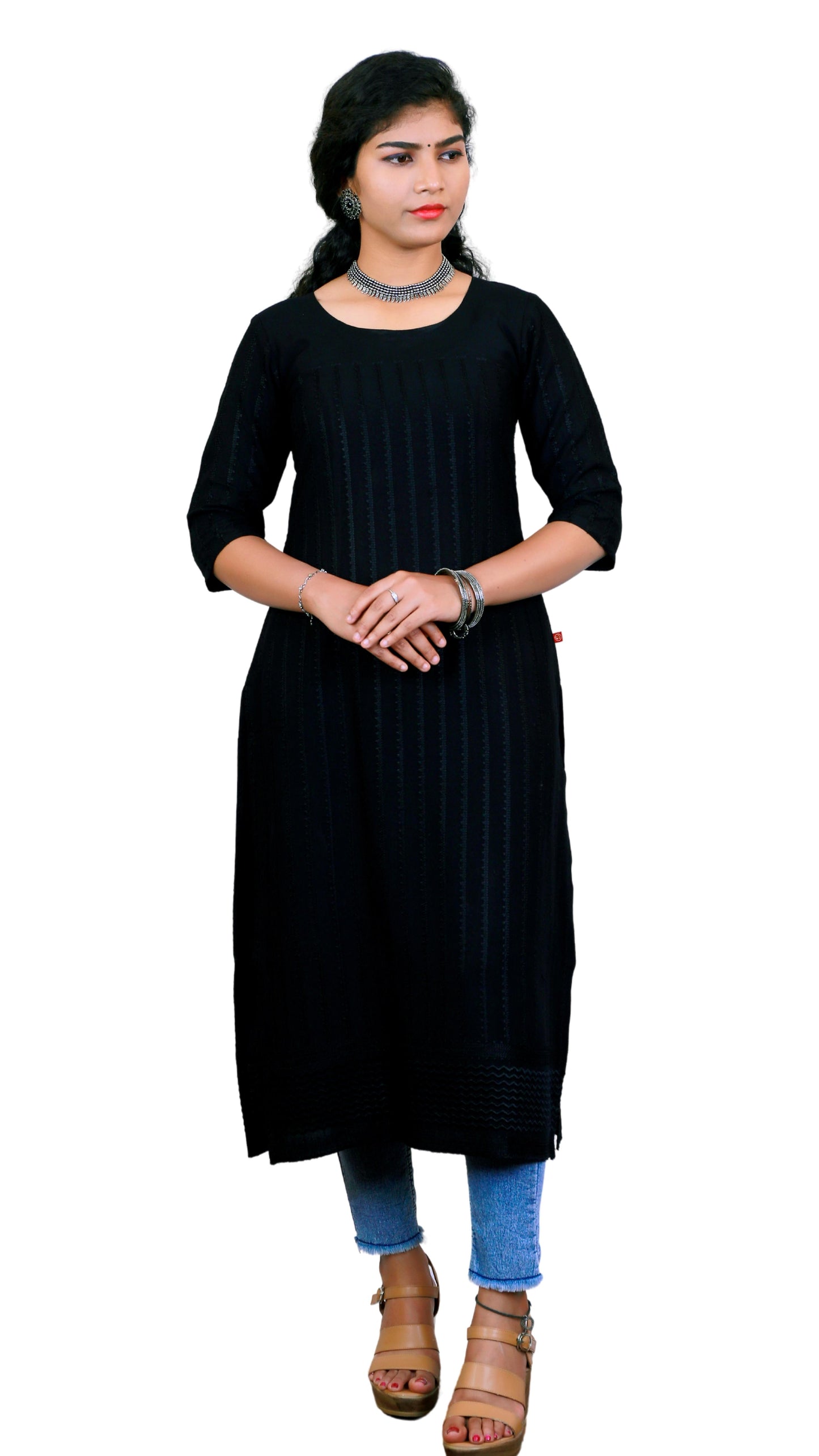 Women Black Color Regular Kurti | S3K323