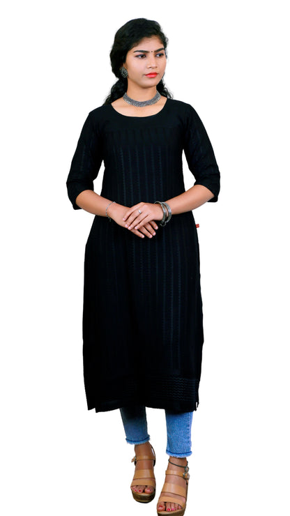 Women Black Color Regular Kurti | S3K323