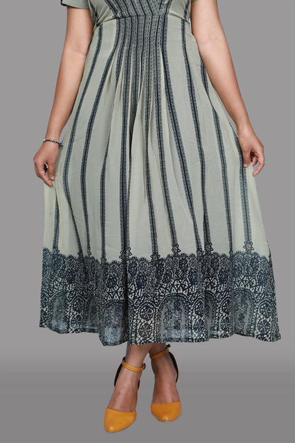 Squirrel grey printed gown |  S3G886