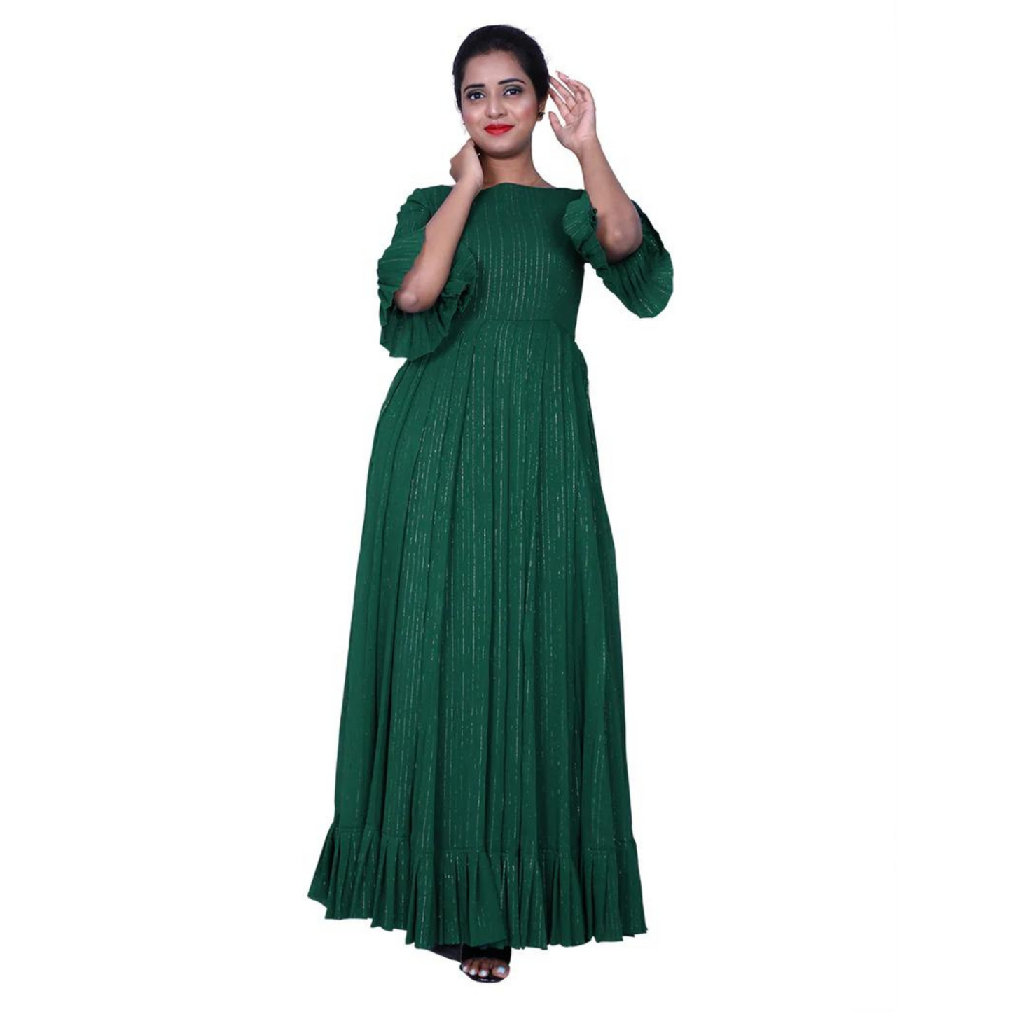 Bottle Green Long Length Maxi Gown | S3TS899