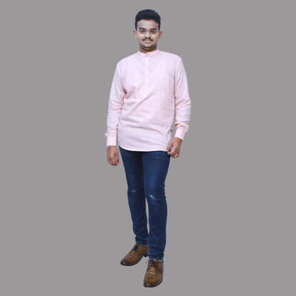 Peach Color Men's short Kurta | S3SK720