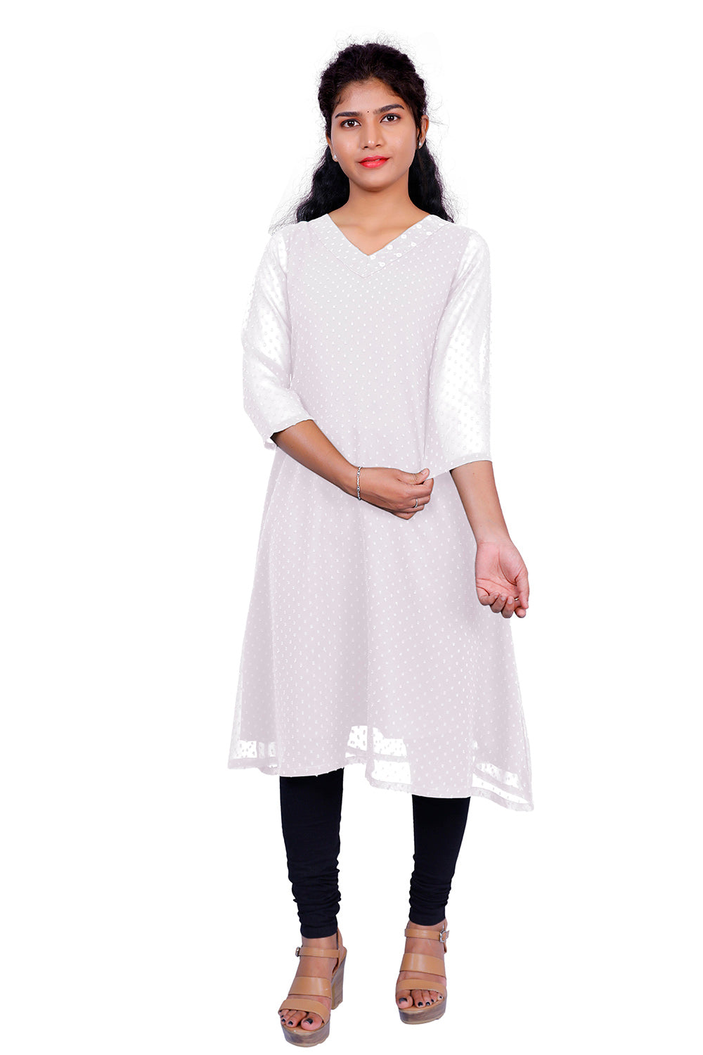 Textured Georgette A-line Kurti | S3K416B