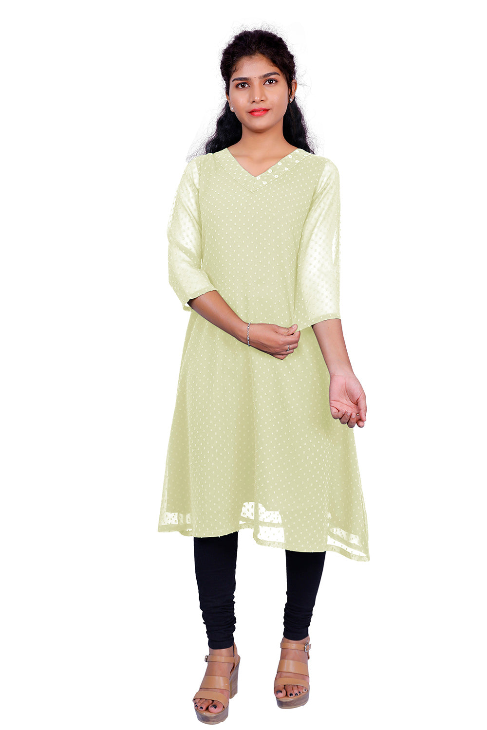 Textured Georgette A-line Kurti | S3K416B