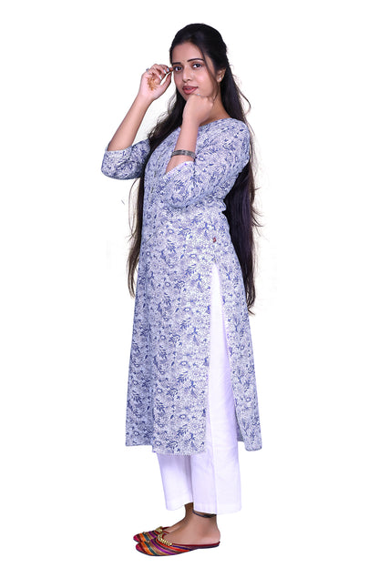 Women Floral Print Pure Cotton A-line Kurta | S3K835