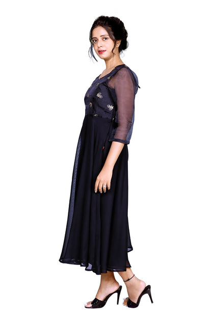 Solid Georgette Stitched Anarkali Gown | S3G399
