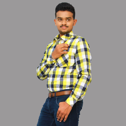 Yellow checks shirt | S3S725
