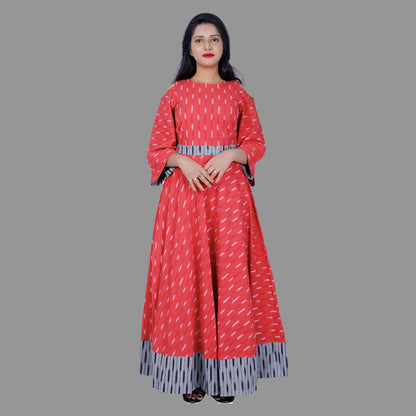 Cotton Blend Stitched Anarkali Gown (Red) | S3W122