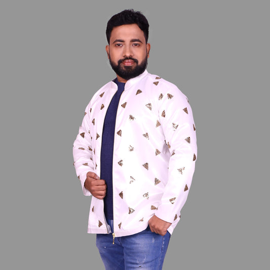 Solid White Triangle Sequins Net Jacket | S3J1044