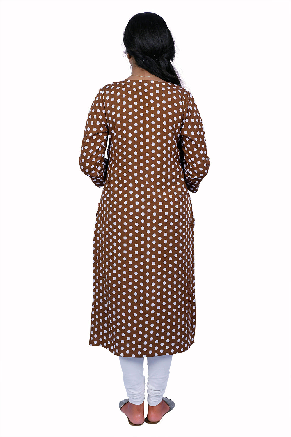 Brown Polka Dot Printed Kurti | S3K066