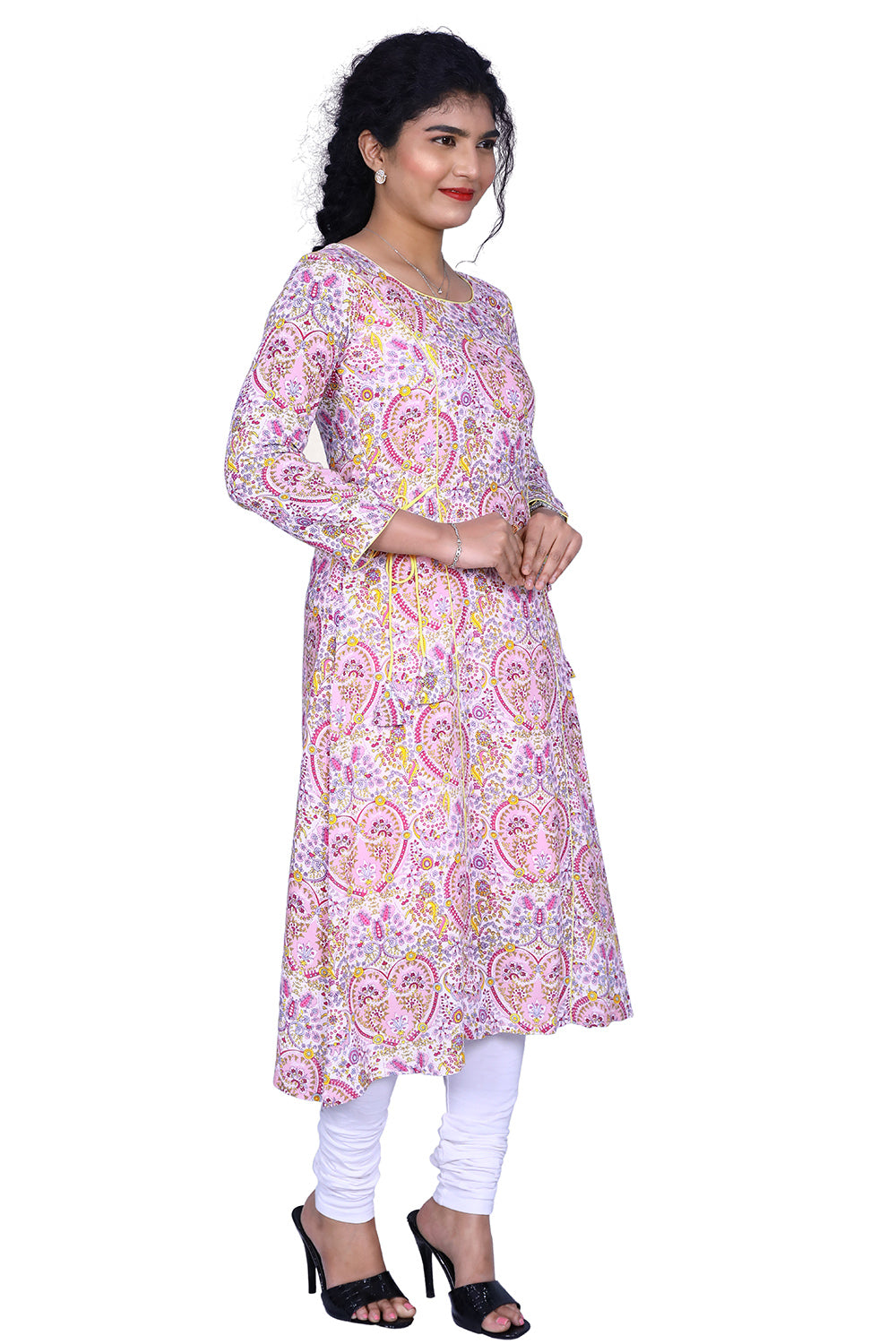 Pink Abstract Print Straight Fit kurti | S3G846