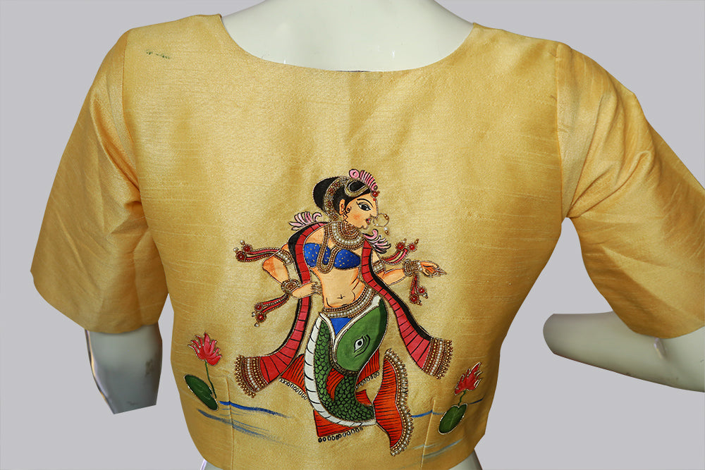 Tanjore Art Rajasthani Hand Crafted Painting Blouse | S3MB56
