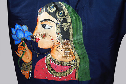 Tanjore Art Rajasthani hand Crafted Painting Blouse | S3B52